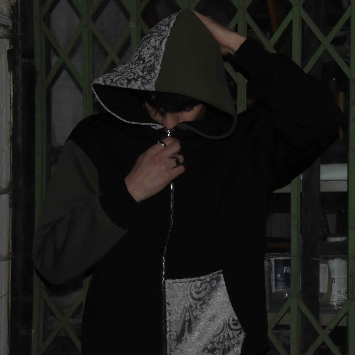 Mismatch Zip Up Green