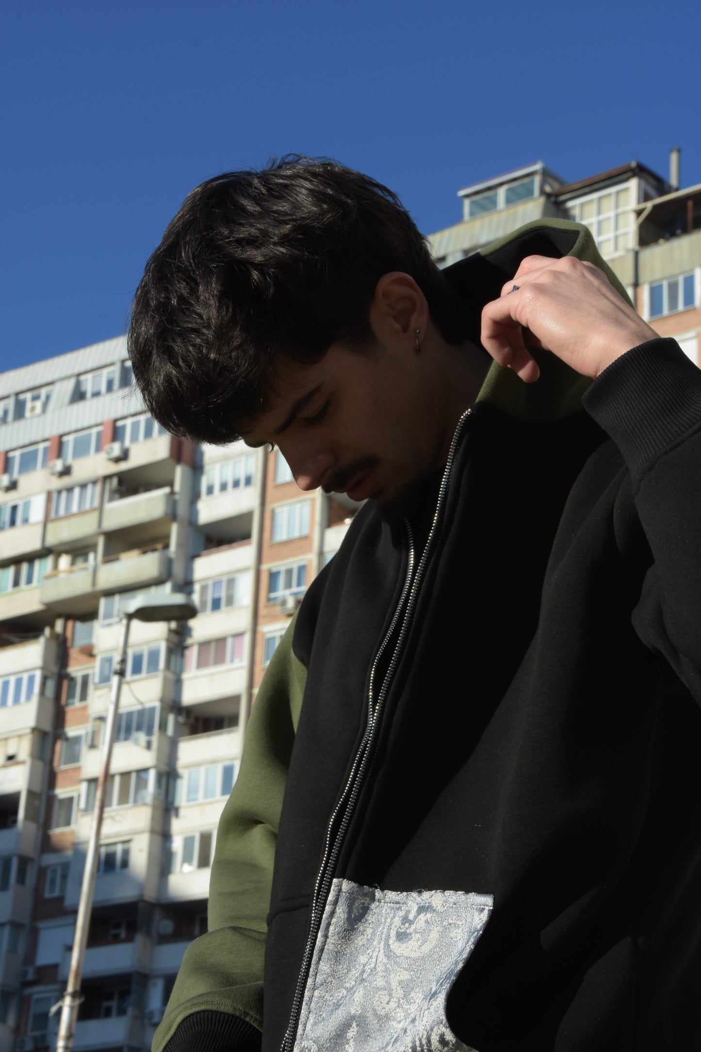 Mismatch Zip Up Green