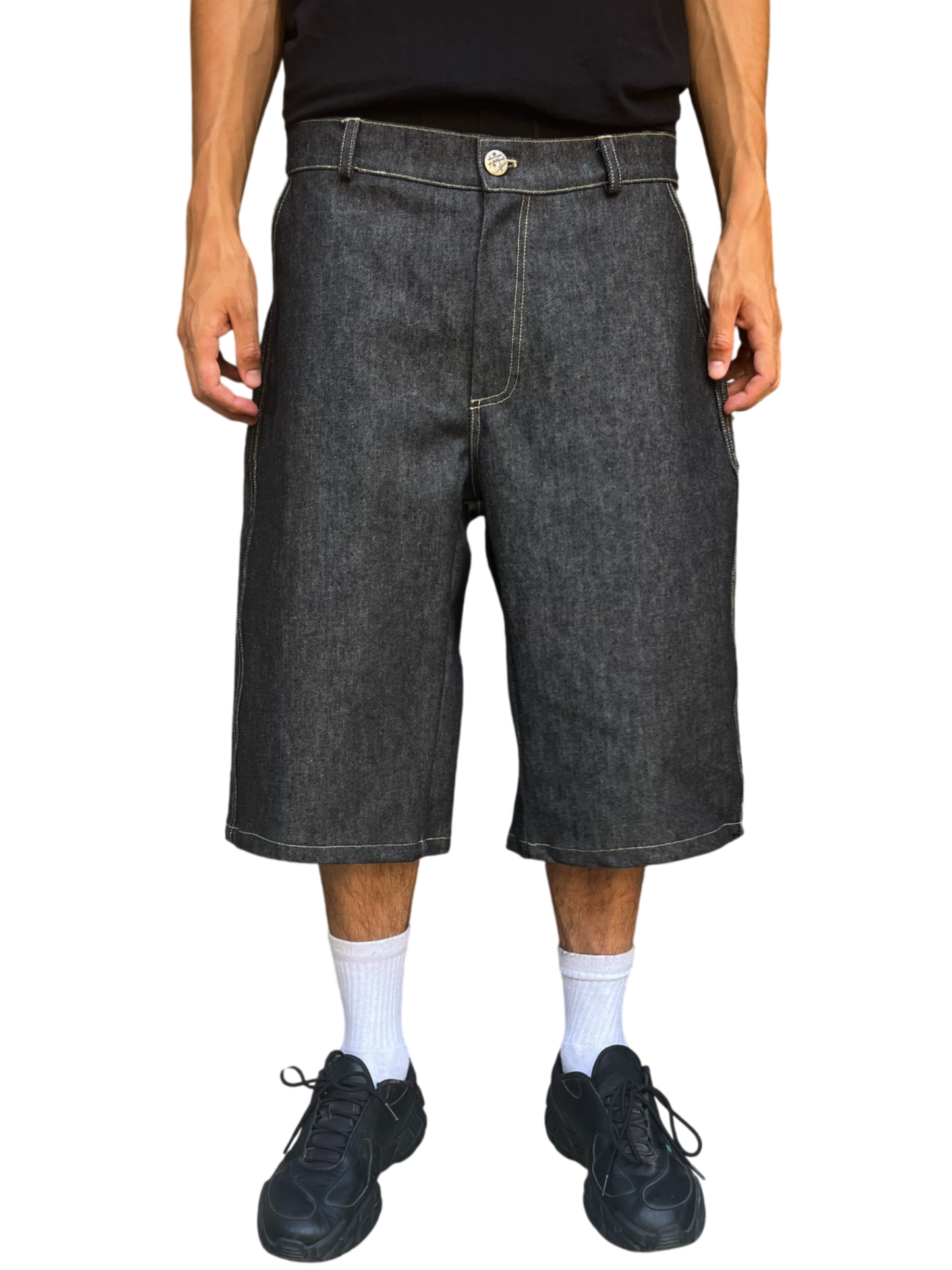 Raw Denim Jorts - Black