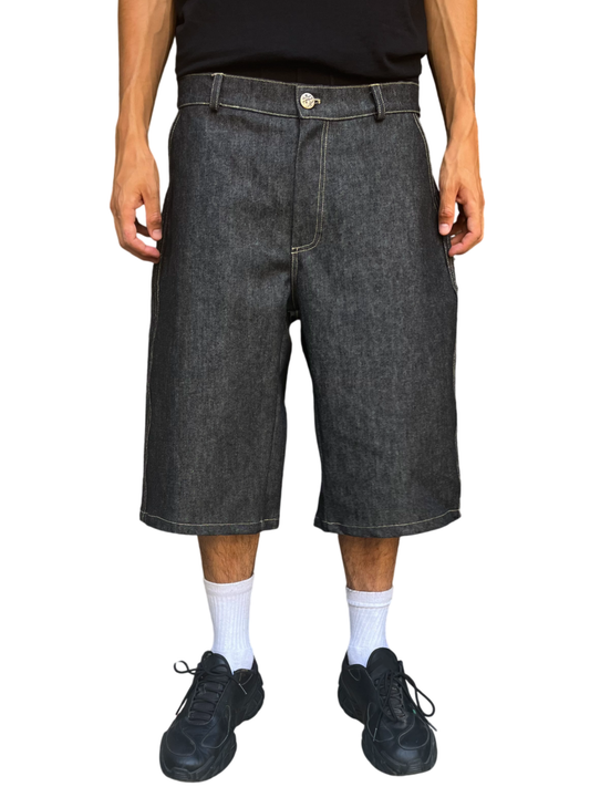Raw Denim Jorts - Black